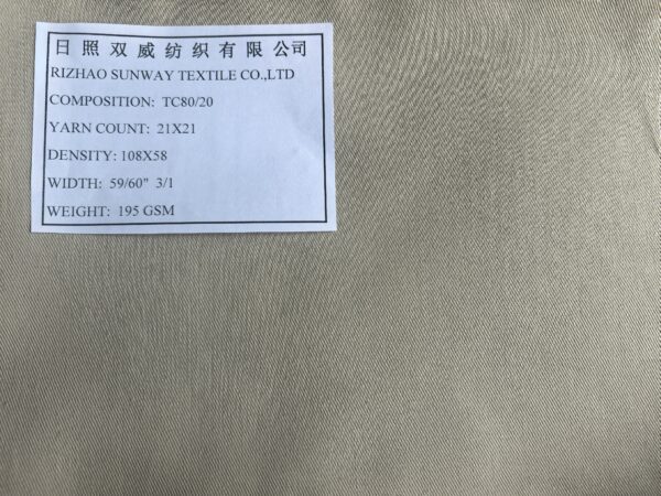 TC fabric TC80/20 21X21 108X58 59/60"3/1dyed